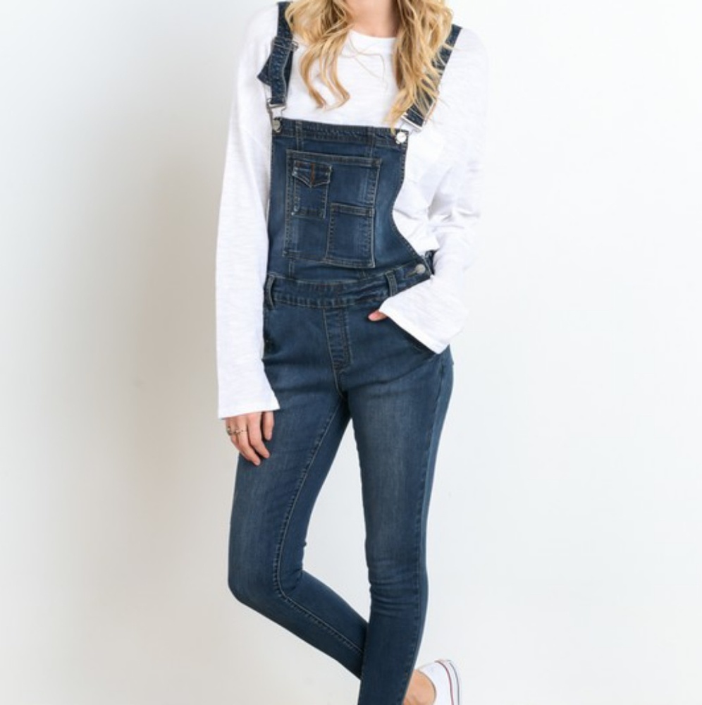Skinny Denim Overalls
